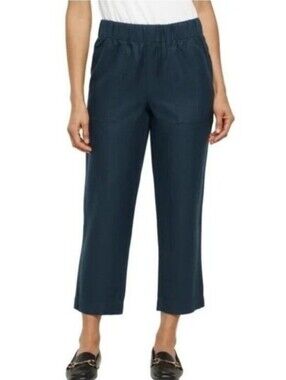 Banana Republic Navy Blue Lyocell Linen & Cotton Ankle Pants, Size L